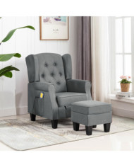 Fauteuil de massage avec repose-pied Gris clair Tissu | Mobilier & Déco