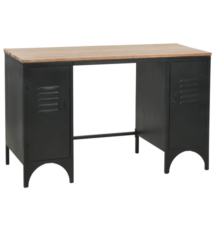 Bureau à double piédestal Bois de sapin et acier 120x50x76 cm | Mobilier & Déco