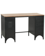 Bureau à double piédestal Bois de sapin et acier 120x50x76 cm | Mobilier & Déco