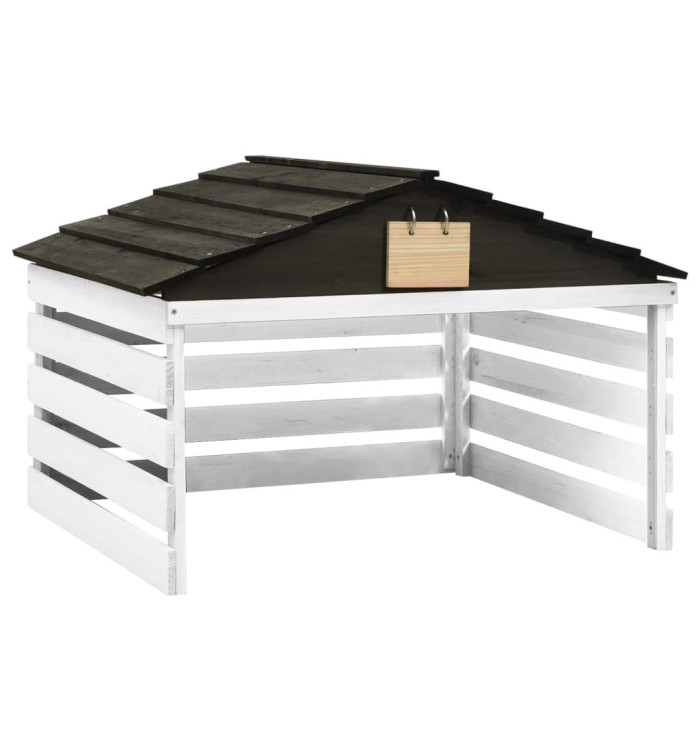 Garage de tondeuse à gazon Noir et blanc 78x74x54 cm Sapin | Mobilier & Déco