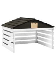 Garage de tondeuse à gazon Noir et blanc 78x74x54 cm Sapin | Mobilier & Déco