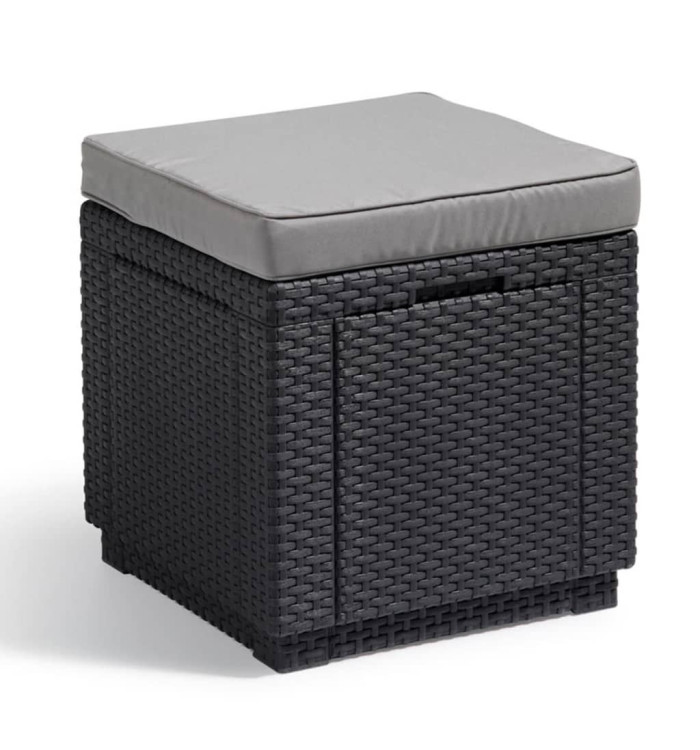 Keter Pouf de rangement Cube avec coussin Graphite | Mobilier & Déco