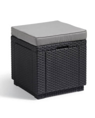 Keter Pouf de rangement Cube avec coussin Graphite | Mobilier & Déco
