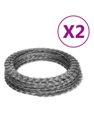 Fils barbelés hélicoïdaux rouleaux 2 pcs acier galvanisé 100 m | Mobilier & Déco