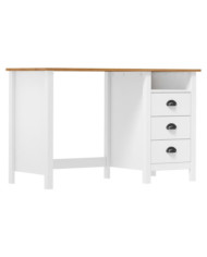 Bureau Hill avec 3 tiroirs 120x50x74 cm Pin solide | Mobilier & Déco