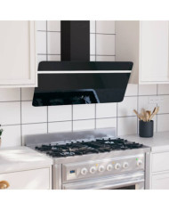 Hotte murale 90 cm Acier et verre trempé Noir | Mobilier & Déco