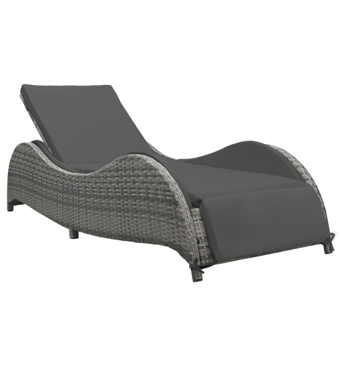 Chaise longue avec coussin Résine tressée Anthracite | Mobilier & Déco