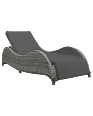 Chaise longue avec coussin Résine tressée Anthracite | Mobilier & Déco