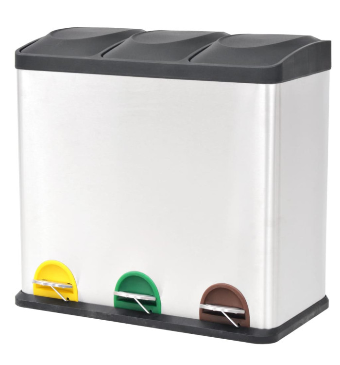 Poubelle à ordures Acier inoxydable 54 L | Mobilier & Déco