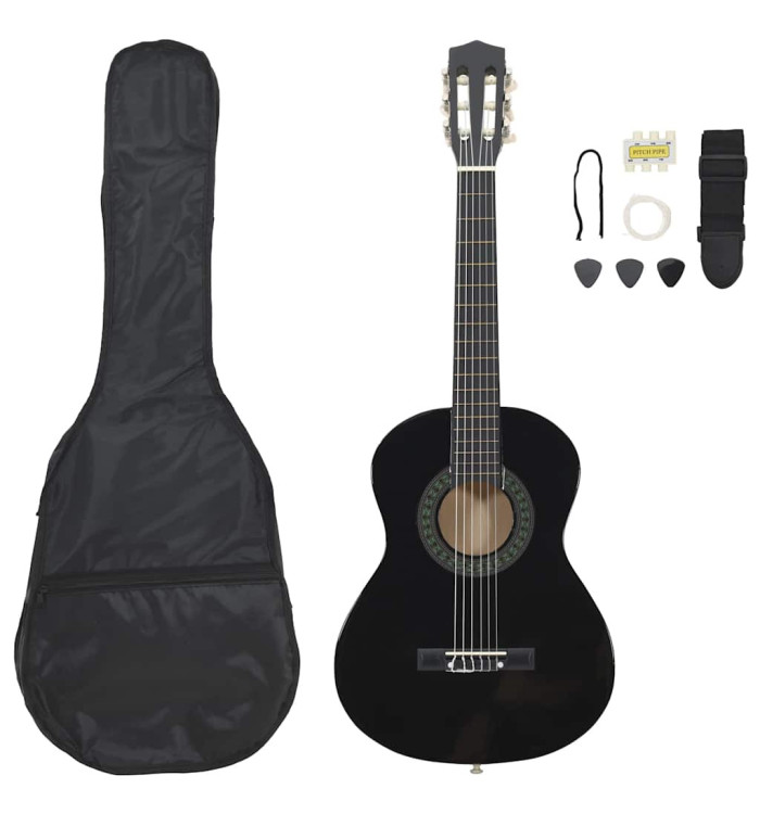 Jeu de guitare classique pour débutants 8 pcs Noir 1/2 34" | Mobilier & Déco