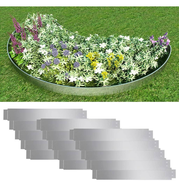 Clôture de pelouse flexible 15 pcs Acier galvanisé 100x14 cm | Mobilier & Déco