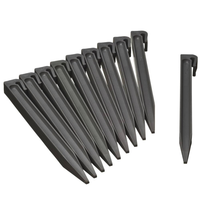 Nature Chevilles d'ancrage de jardin 10 pcs Gris | Mobilier & Déco