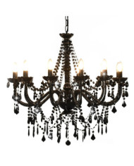 Lustre avec perles Noir 12 ampoules E14 | Mobilier & Déco