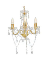 Lustre avec perles Doré Rond 3 x E14 | Mobilier & Déco