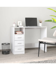 Bureau et tiroirs Blanc brillant 102x50x76 cm Bois d'ingénierie | Mobilier & Déco