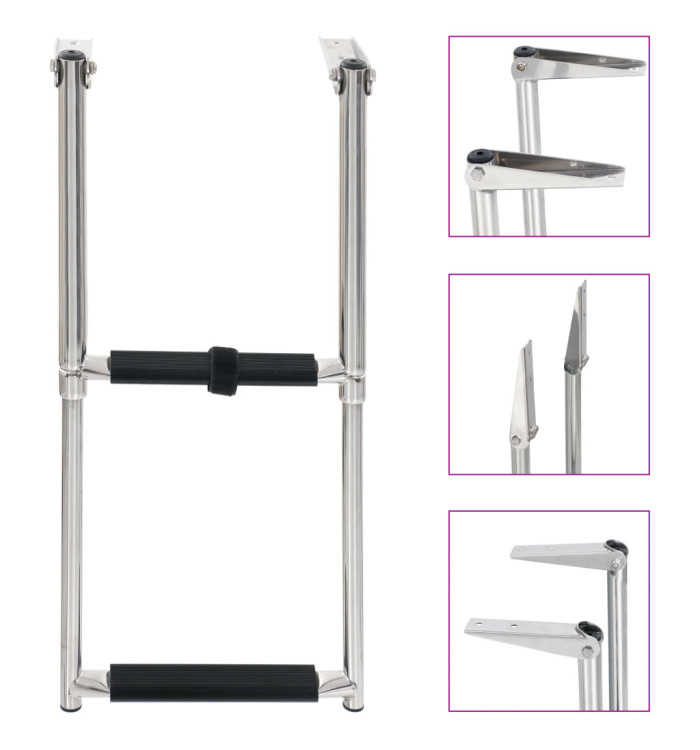 Échelle d'embarquement pliable 2 marches Acier inoxydable | Mobilier & Déco