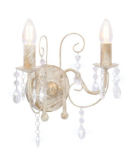 Applique murale à perles Blanc antique 2 ampoules E14 | Mobilier & Déco