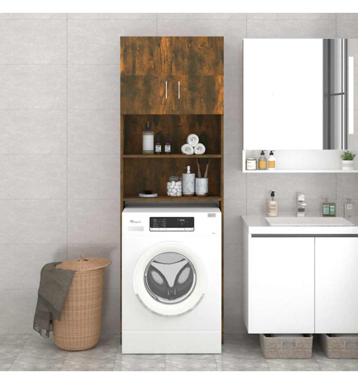 Meuble pour machine à laver Chêne fumé 64x25,5x190 cm | Mobilier & Déco