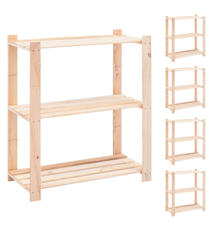 Étagères de rangement à 3 niveaux 5 pcs 80x38x90 cm Pin 150 kg | Mobilier & Déco