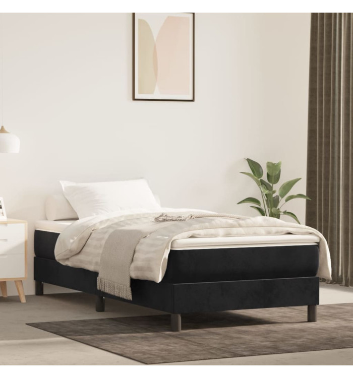 Matelas de lit à ressorts ensachés Noir 90x200x20 cm Velours | Mobilier & Déco