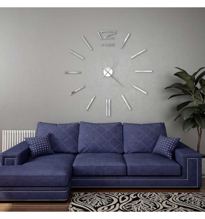 Horloge murale 3D Design moderne 100 cm XXL Argenté | Mobilier & Déco