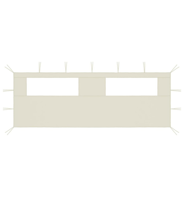 Paroi latérale de belvédère avec fenêtres 6x2 m Crème | Mobilier & Déco