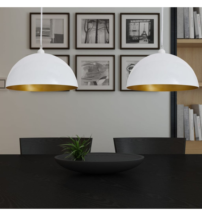 Plafonnier 2 pcs Hauteur réglable Semi-sphérique Blanc | Mobilier & Déco