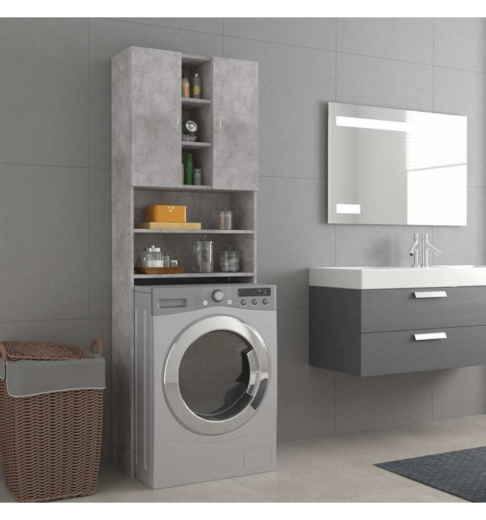 Meuble pour machine à laver Gris béton 64x25,5x190 cm | Mobilier & Déco