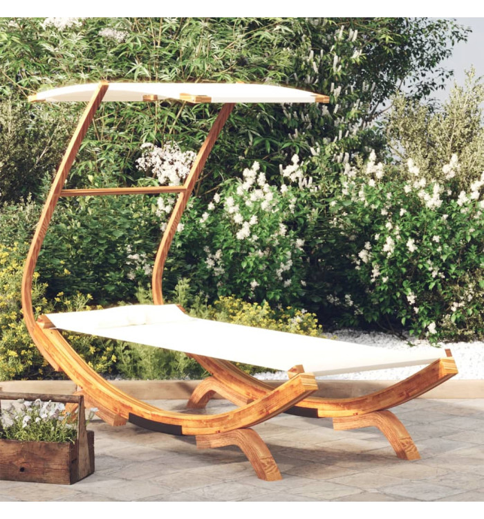 Lit repos avec auvent 100x190x134 cm Bois courbé massif Crème | Mobilier & Déco