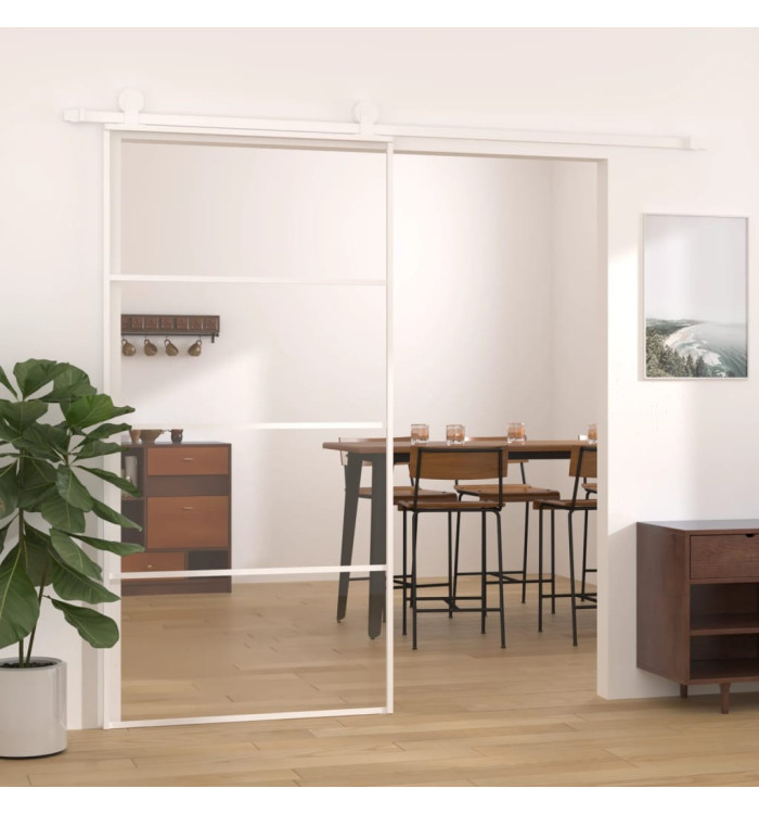 Porte coulissante Verre ESG et aluminium 102,5x205 cm Blanc | Mobilier & Déco