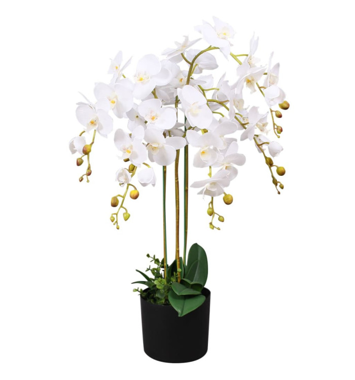 Plante artificielle avec pot Orchidée 75 cm Blanc | Mobilier & Déco