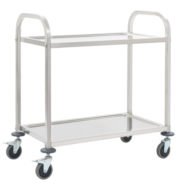 Chariot de cuisine à 2 niveaux 96,5x55x90 cm Acier inoxydable | Mobilier & Déco