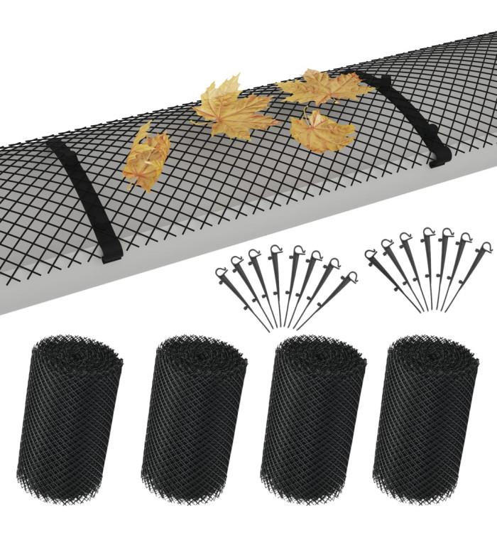 Maille de gouttière 4 pcs avec clips PEHD 1,08 ㎡ | Mobilier & Déco