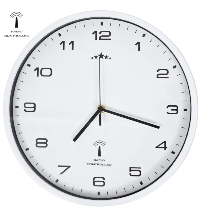 Horloge murale radioguidée avec mouvement à quartz 31 cm Blanc | Mobilier & Déco