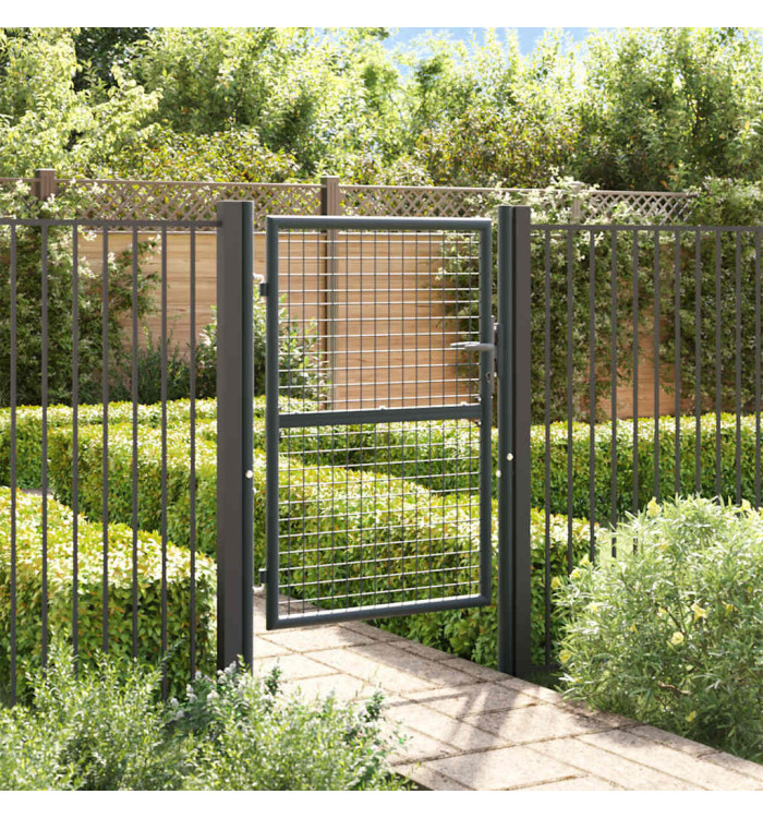Portail en maille de jardin Acier galvanisé 100 x 175 cm Gris | Mobilier & Déco