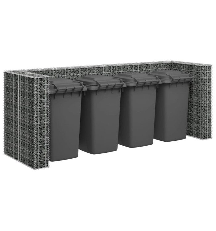 Mur en gabion pour poubelles Acier galvanisé 320x100x120 cm | Mobilier & Déco