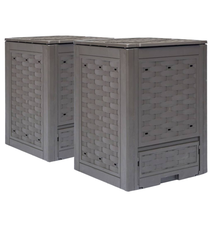 Composteurs de jardin 2 pcs 60x60x83 cm 600 L Plastique rotin | Mobilier & Déco
