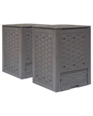 Composteurs de jardin 2 pcs 60x60x83 cm 600 L Plastique rotin | Mobilier & Déco