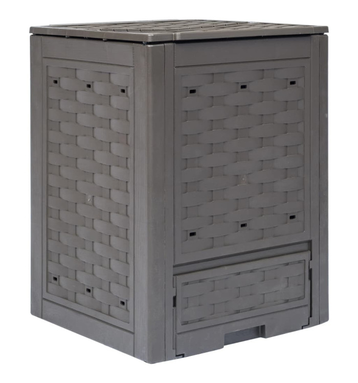 Composteur de jardin Marron 60x60x83 cm 300 L Plastique rotin | Mobilier & Déco