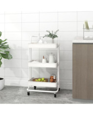 Chariot de cuisine 3 niveaux Blanc 42x35x85 cm Fer et ABS | Mobilier & Déco
