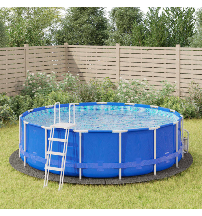 Bâche de piscine gris clair Ø458 cm géotextile polyester | Mobilier & Déco