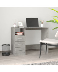 Bureau avec tiroirs Gris béton 102x50x76 cm Bois d'ingénierie | Mobilier & Déco