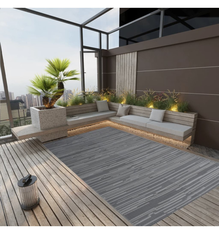 Tapis d'extérieur ARAKIL anthracite 140x200 cm PP | Mobilier & Déco