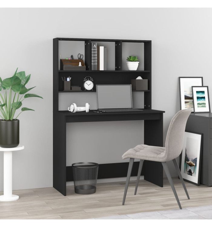 Bureau avec étagères Noir 102x45x148 cm Bois d'ingénierie | Mobilier & Déco
