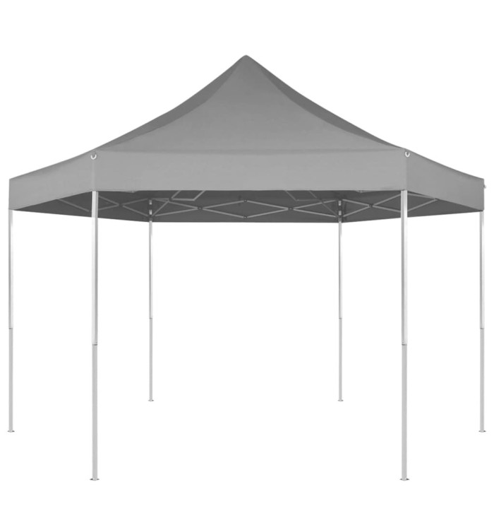 Chapiteau hexagonal pliable Gris 3,6x3,1 m | Mobilier & Déco