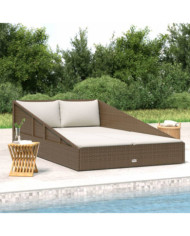 Lit de jardin marron 110x200 cm résine tressée | Mobilier & Déco