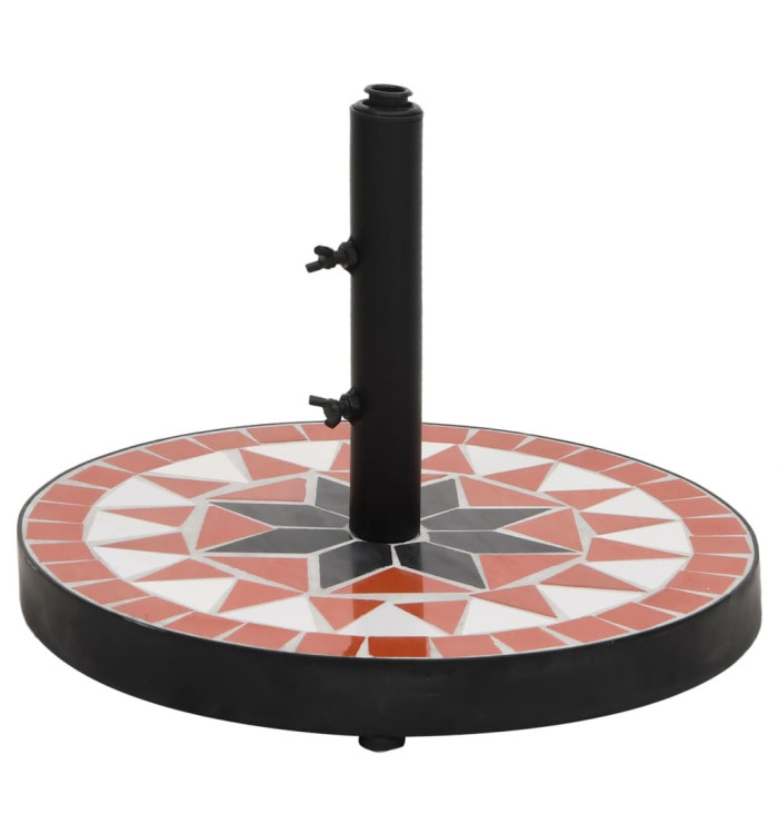 Base de parasol terre cuite et blanc rond 12 kg | Mobilier & Déco