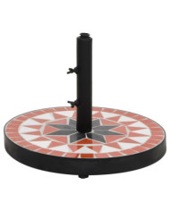 Base de parasol terre cuite et blanc rond 12 kg | Mobilier & Déco