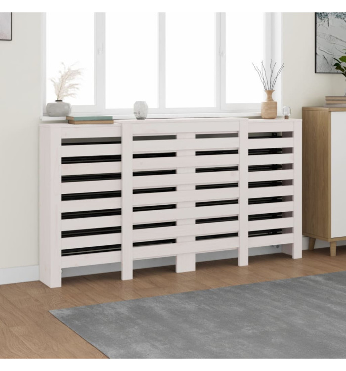 Cache-radiateur Blanc 210x21x85 cm Bois massif de pin | Mobilier & Déco