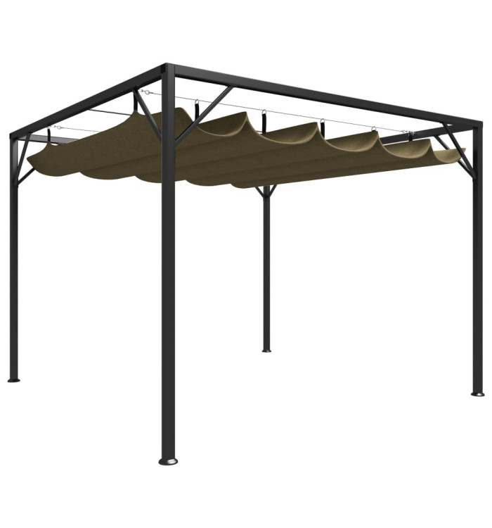 Chapiteau de jardin avec auvent rétractable 3x3m Taupe 180 g/m² | Mobilier & Déco